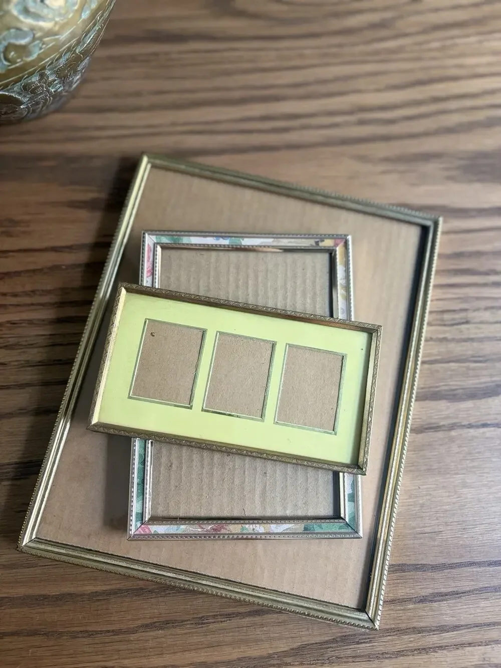 Vintage Brass Frames Ornate Floral Detail Brass Frame 8x10” 5x7” Set Of 3